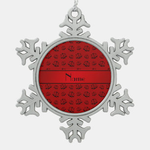 Ornement Flocon De Neige Échelles rouges nommées personnalisées de justi