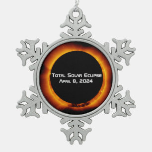Ornement Flocon De Neige Éclipse solaire totale 2024