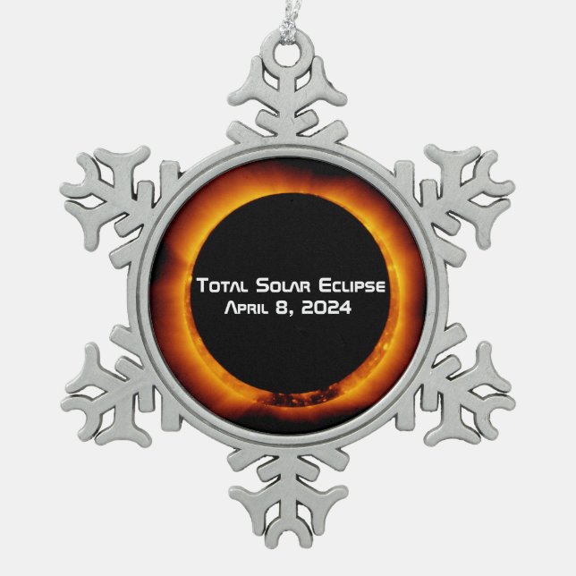 Ornement Flocon De Neige Éclipse solaire totale 2024 (Devant)