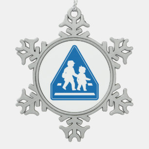 Ornement Flocon De Neige Écoliers traversant >> Panneau de signalisation ja