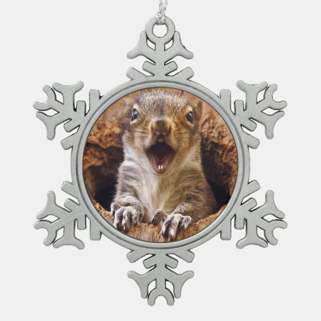 Ornement Flocon De Neige Écureuil choqué (Devant)