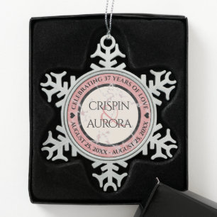 Ornement Flocon De Neige Élégant 37e anniversaire du Mariage Alabaster