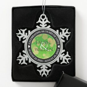 Ornement Flocon De Neige Élégant 66ème anniversaire de Mariage Titanite