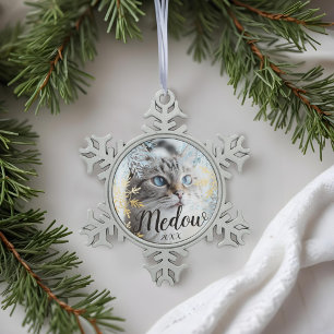 Ornement Flocon De Neige Elégant Blue & Gold Snowflake Personnaliser pour a