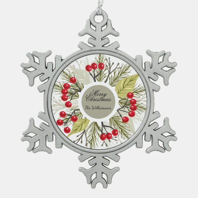 Ornement Flocon De Neige Elegant Editable Christmas/Holiday (Devant)