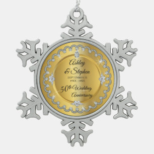 Ornement Flocon De Neige Elegant Gold Diamonds 50th Wedding Anniversary