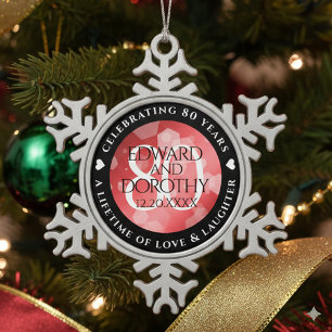 Ornement Flocon De Neige Elégante 80ème anniversaire du Mariage de Ruby