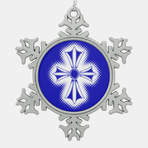 Ornement flocon de neige en étain/Croix celtique b