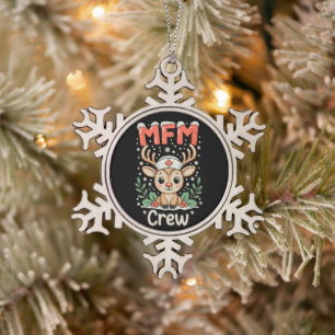 Ornement Flocon De Neige Équipe d'infirmières MFM Renne Noël Xmas Vacances