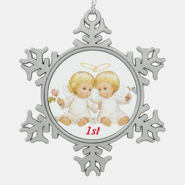 Ornement Flocon De Neige ęr Jumeaux de bonbon à Noël (Devant)