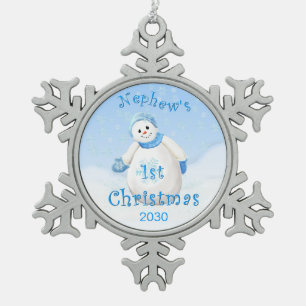 Ornement Flocon De Neige Ęr souvenir de Noël du neveu
