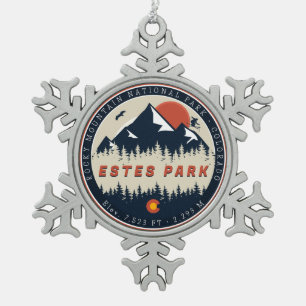 Ornement Flocon De Neige Estes Park Colorado Mountain Ski Vintage
