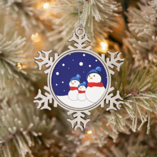 Ornement Flocon De Neige Famille de motoneigistes