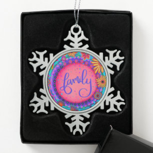 Ornement Flocon De Neige Famille Rose Floral Plutôt Inspirivée