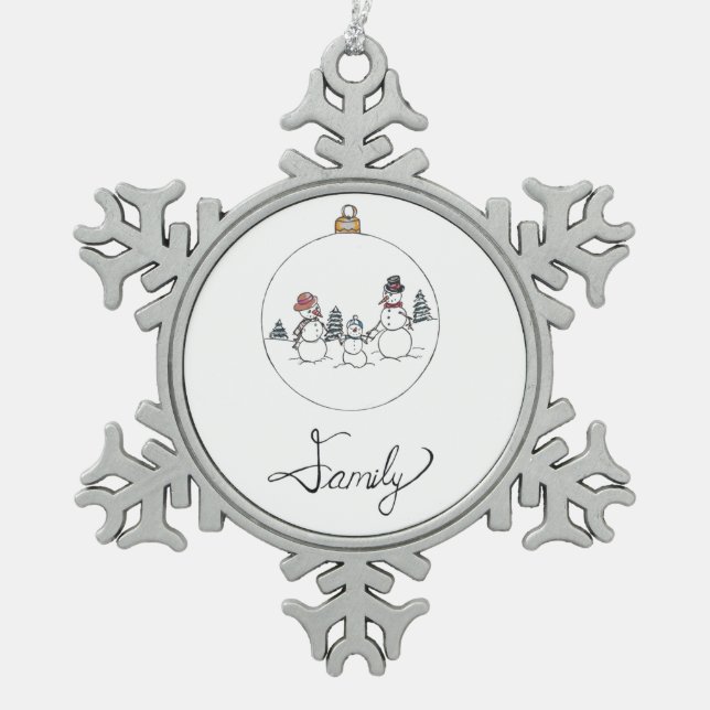 Ornement Flocon De Neige Family Snowman Ornament  (Devant)