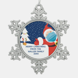 Ornement Flocon De Neige Fantaisie Covid Noël Père Noël Coutume