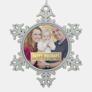 ORNEMENT FLOCON DE NEIGE FAUX GOLD FOIL VACANCES PHOTO ORNAMENT