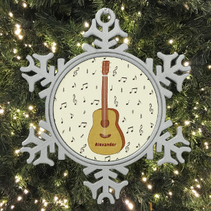 Ornement Flocon De Neige Festif Guitariste Musique Amoureux Design