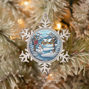 Ornement Flocon De Neige Festif snowman Holiday