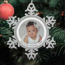 Festive Elegant Photo Baby's First Christmas