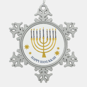 Ornement Flocon De Neige Festive Menorah bougies Bonne Hanoukka