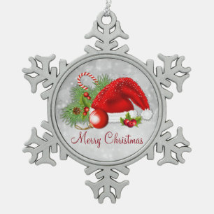 Ornement Flocon De Neige Fête de Noël de Noël de Santa Hat