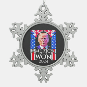 Ornement Flocon De Neige Fière Américaine Maga Trump a gagné le jour de l'i