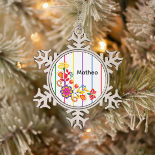 Ornement Flocon De Neige Fière d'être latino Cadeau de baby shower   Fleur 