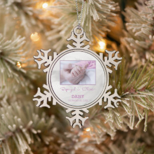 Ornement Flocon De Neige Fille Baptême Félicitations pour Baby Personnalisé