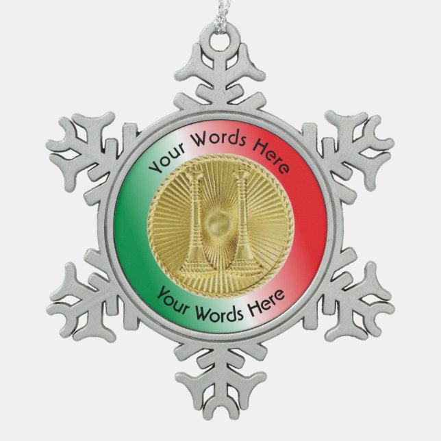 Ornement Flocon De Neige Firefighter Capitaine 2 Gold Bugle Medallion (Devant)