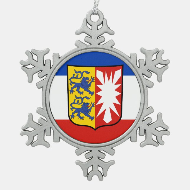 Ornement Flocon De Neige Flag Schleswig-Holstein Snowflake Pewter Christmas (Devant)