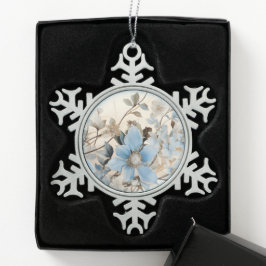 Ornement Flocon De Neige Fleurs d'hiver bleues