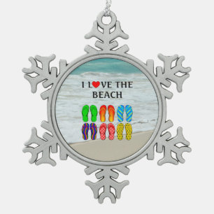 Ornement Flocon De Neige Flip Flops Beach Love, design coloré,