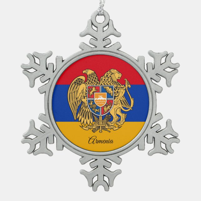 Ornement Flocon De Neige Flocon de neige arménien, drapeau arménien (Devant)