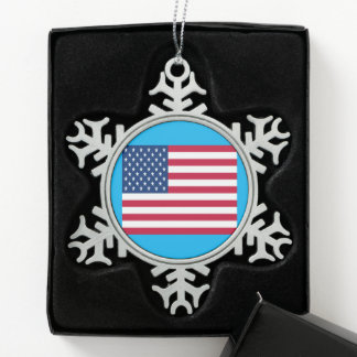 Ornement Flocon De Neige Flocon de neige de Noël en étain Drapeau américain