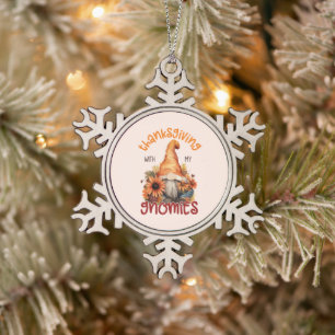 Ornement Flocon De Neige Floral Thanksgiving avec mes Gnomies