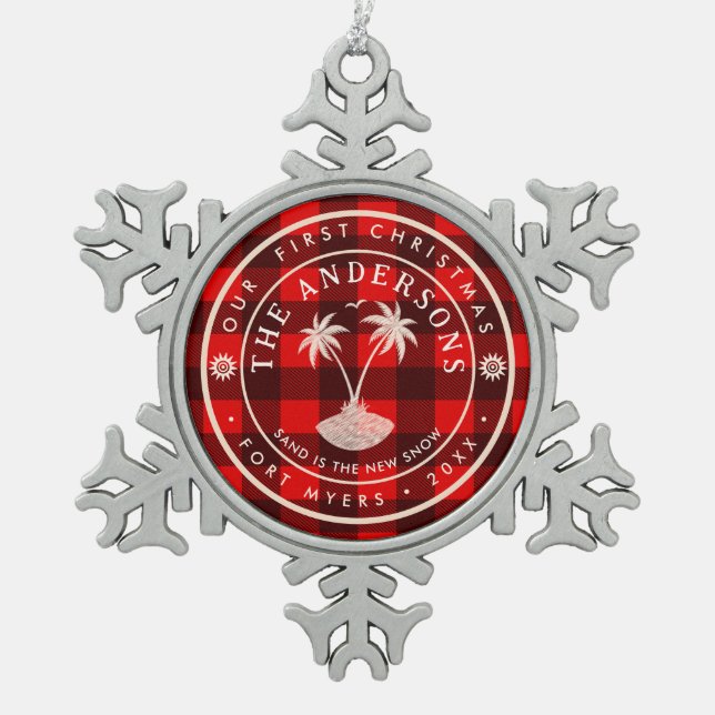 Ornement Flocon De Neige Fort Myers Floride Palm Tree Souvenir (Devant)