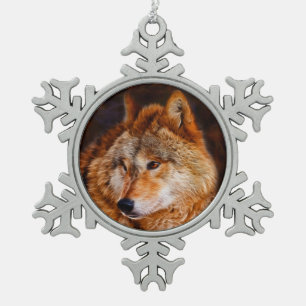 Ornement Flocon De Neige Fractale de loup rouge