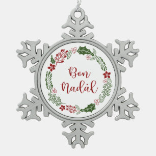 Ornement Flocon De Neige Friulian Merry Christmas Wreath, Bon Nadâl