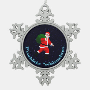 Ornement Flocon De Neige Froehliche Weihnachten - Père Noël