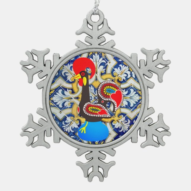 Ornement Flocon De Neige Galo de Barcelos (Devant)