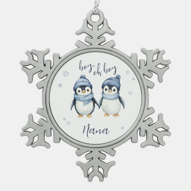 Ornement Flocon De Neige garçon oh garçon baby shower d'hiver (Devant)