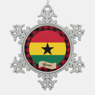 Ornement Flocon De Neige Ghana patriotique, Plaid de buffle rouge, Drapeau