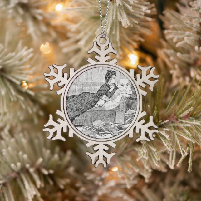 Ornement Flocon De Neige Gibson Girl Reading (Arbre)