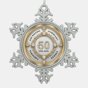 Ornement Flocon De Neige Glam 50 Anniversaire diamant blanc en or