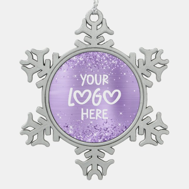 Ornement Flocon De Neige Glittery Lavender Faux Foil Business Logo (Devant)