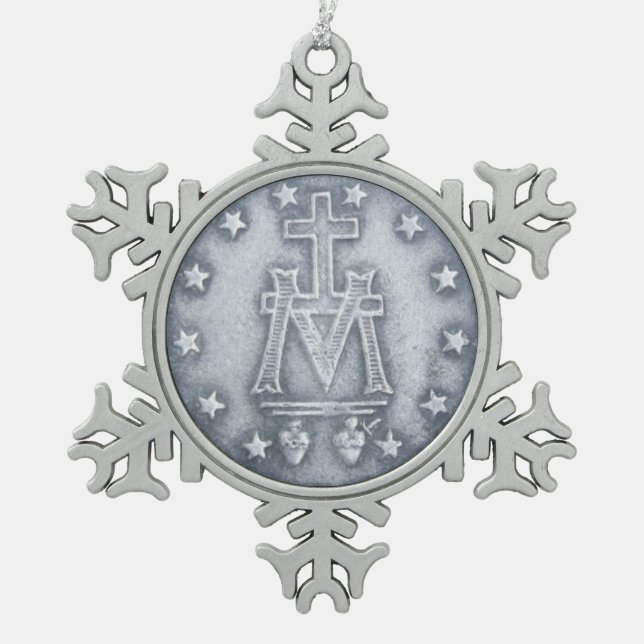 Ornement Flocon De Neige Gloire À La Médaille Miraculeuse (Devant)