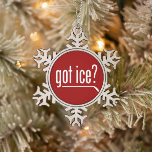 Ornement Flocon De Neige got ice? (hockey) snowflake pewter christmas ornam