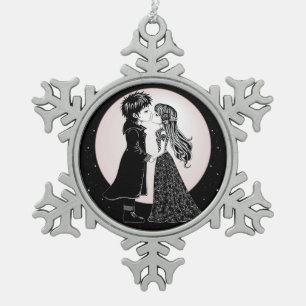 Ornement Flocon De Neige Gothique Emo Enfants Kiss Valentine's Day
