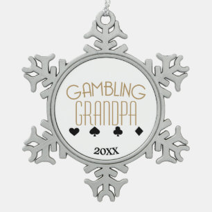 Ornement Flocon De Neige Grand-papa de jeu